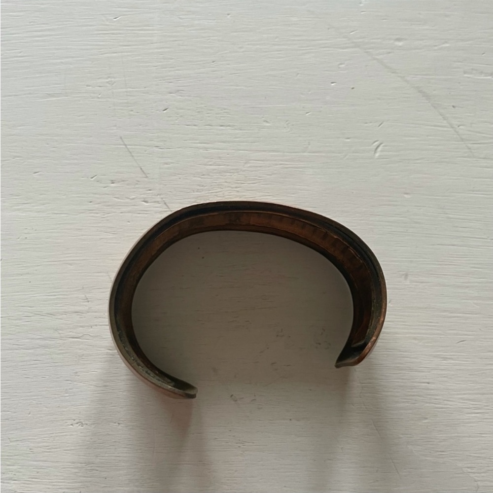 Solid Copper Bracelet Cuff Vintage Geometric Pattern Boho - Picture 3 of 4